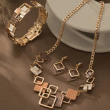 Women’s Geometric Jewelry Set – Enamel Necklace & Earrings Set