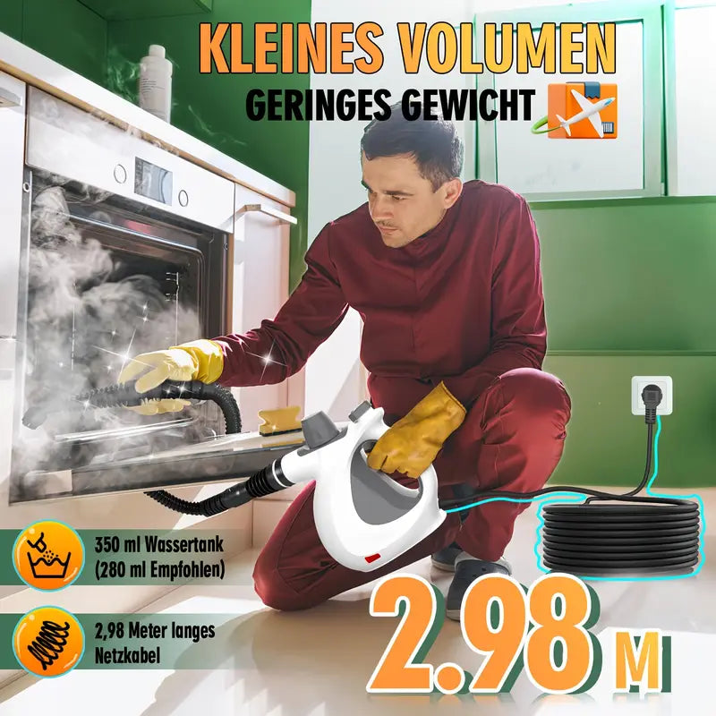 Multi-Surface Natural Steam Cleaner with 12 Accessories: Portable Power for Home