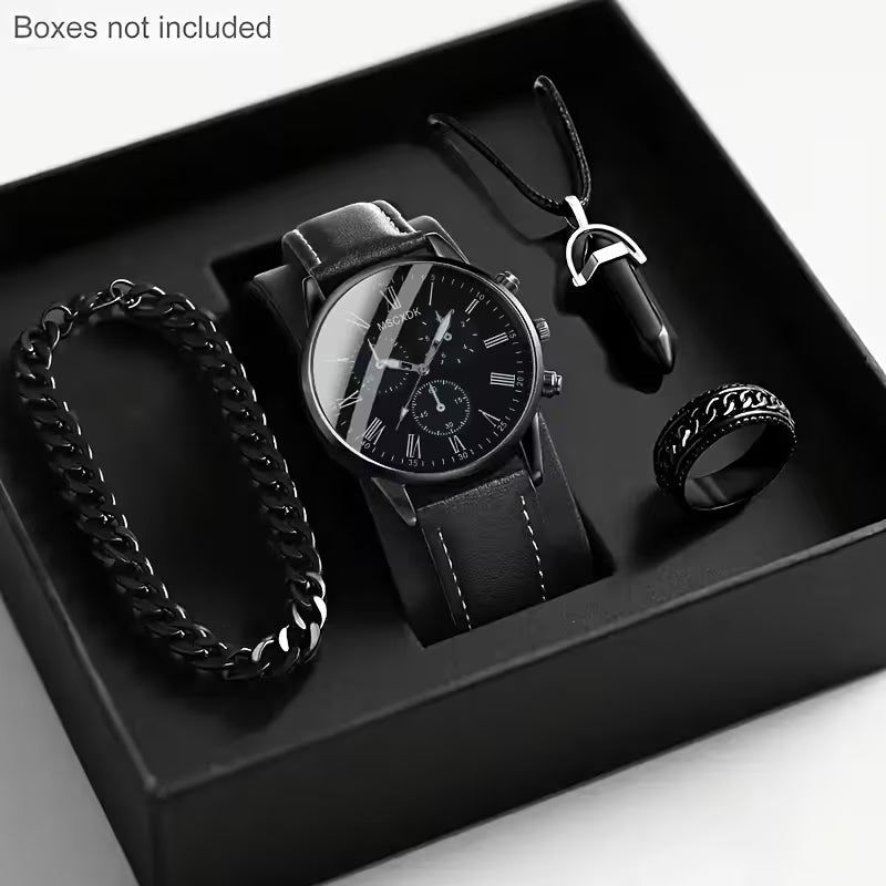 ⌚ Unisex Quartz Watch – Minimalist Black Dial with Roman Numerals | Elegant Watch for Men & Women ✨