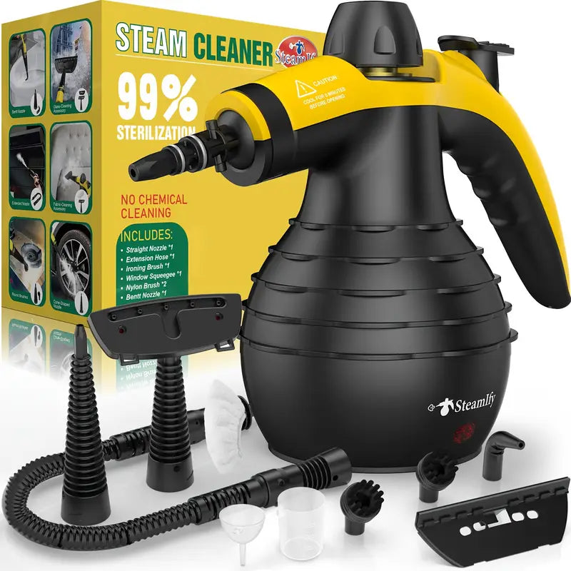 Multi-Surface Natural Steam Cleaner with 12 Accessories: Portable Power for Home