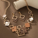 Women’s Geometric Jewelry Set – Enamel Necklace & Earrings Set