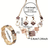 Women’s Geometric Jewelry Set – Enamel Necklace & Earrings Set