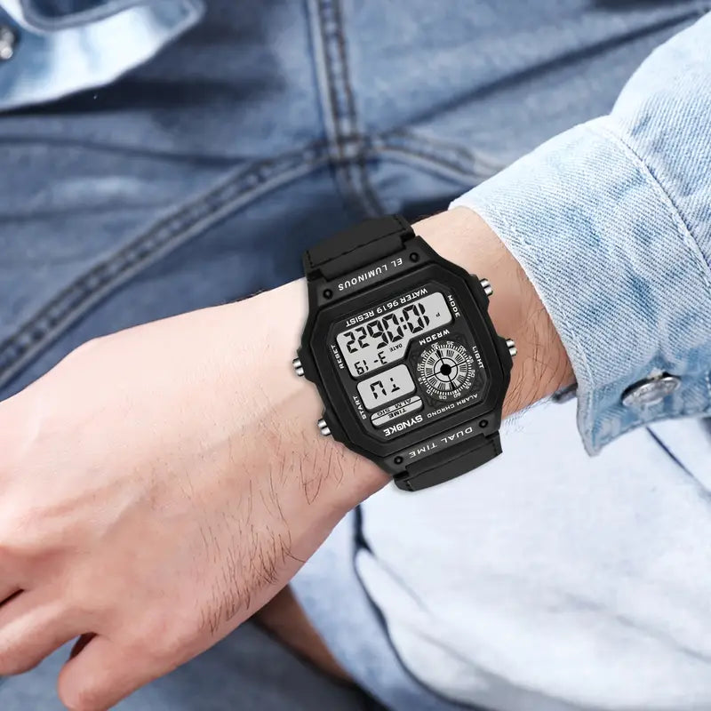 Men’s Digital Sports Watch – Shockproof Waterproof Sport Wristwatch with Luminous Display, Stopwatch, Alarm & Durable Nylon Strap