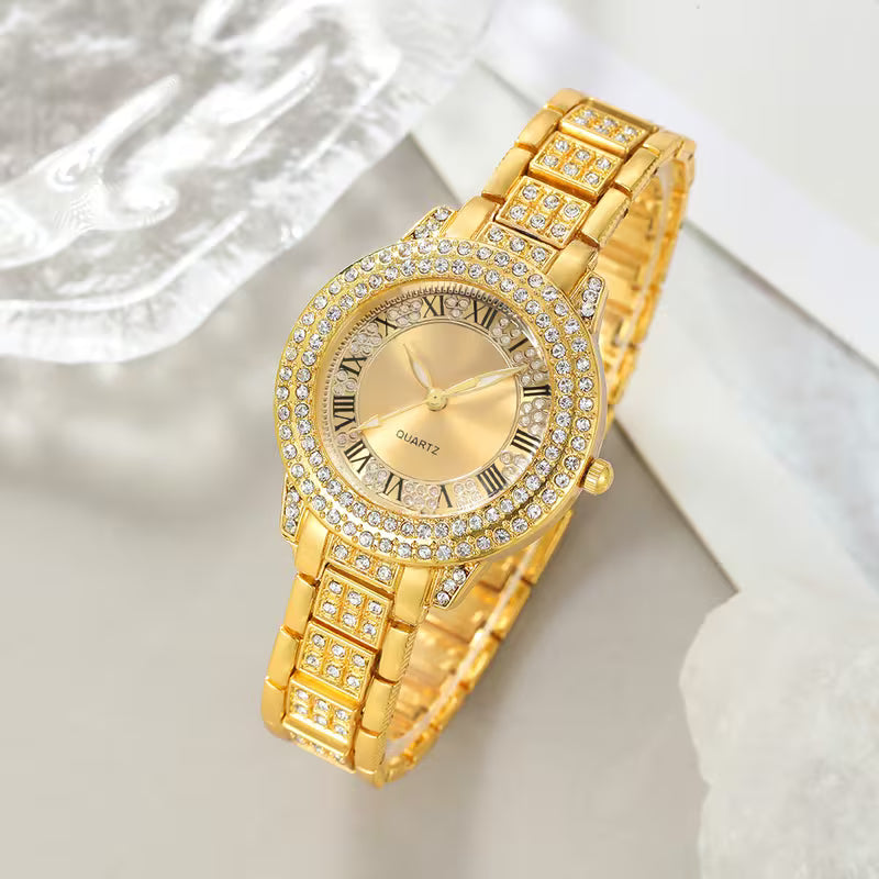 9PCS Women’s Elegant Quartz Watch & Jewellery Set