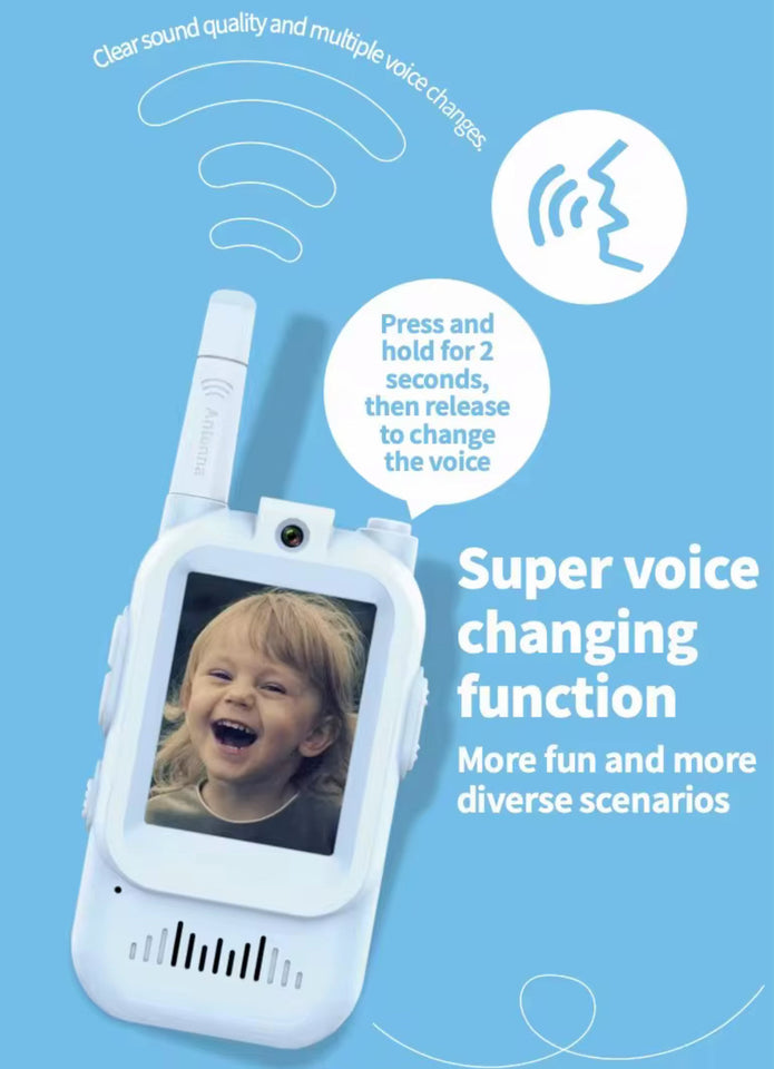 📷🎙️ Video Walkie Talkies for Kids 2 Pack(Blue&Pink) – HD Camera, Voice Changer, Screen Display & Two-Way Video Communication Toy