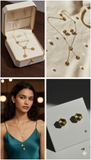 Elegant Hexagon Gold Necklace & Stud Earrings Set ✨ | Minimalist Geometric Jewelry for Women | Perfect Gift