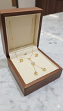 Elegant Hexagon Gold Necklace & Stud Earrings Set ✨ | Minimalist Geometric Jewelry for Women | Perfect Gift