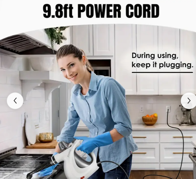Multi-Surface Natural Steam Cleaner with 12 Accessories: Portable Power for Home