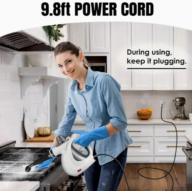 Multi-Surface Natural Steam Cleaner with 12 Accessories: Portable Power for Home
