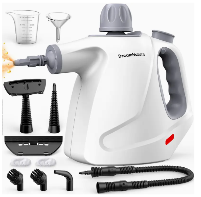 Multi-Surface Natural Steam Cleaner with 12 Accessories: Portable Power for Home