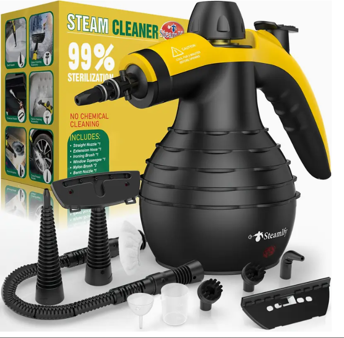 Multi-Surface Natural Steam Cleaner with 12 Accessories: Portable Power for Home