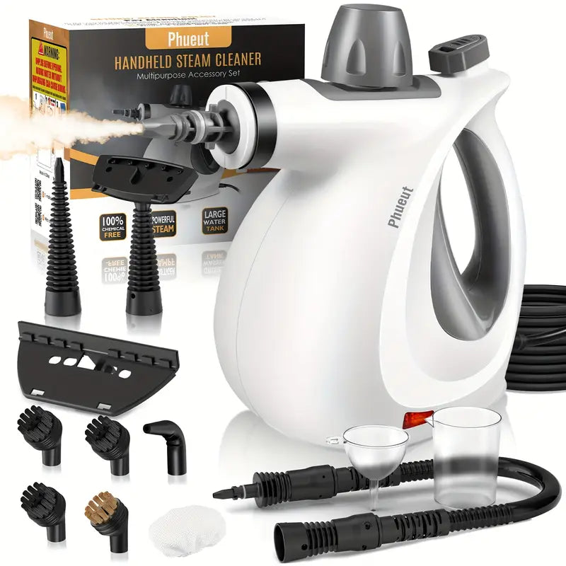 Multi-Surface Natural Steam Cleaner with 12 Accessories: Portable Power for Home