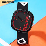 Men'S Watch - Classic Square with Red & Accents, Quartz Movement