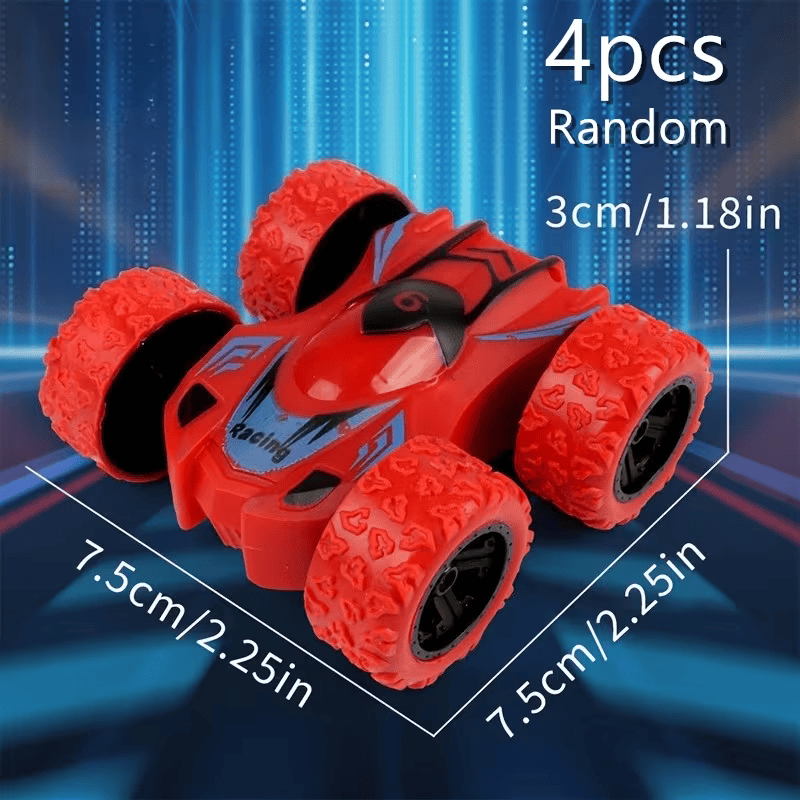 🚗 4PCS Dual-Sided Inertia Stunt Off-Road Mini Toy Cars –  Cars for Kids Green, Red, Yellow and Blue🎁