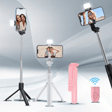 3-in-1 Telescopic Selfie Stick with Tripod & Wireless Remote-Pink