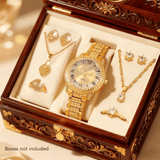9PCS Women’s Elegant Quartz Watch & Jewellery Set