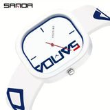 Men'S Watch - Classic Square with Red & Accents, Quartz Movement