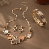 Women’s Geometric Jewelry Set – Enamel Necklace & Earrings Set